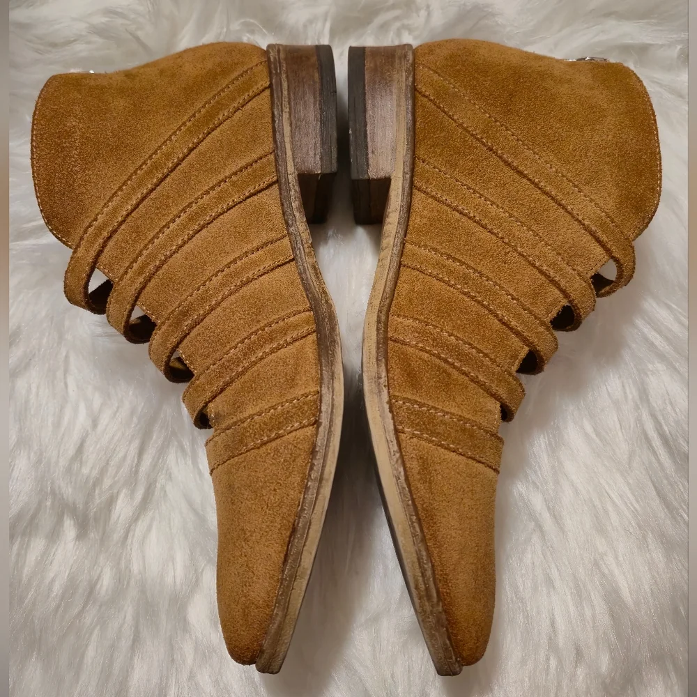 Free People Tan Suede Strappy Ankle‎ Boots